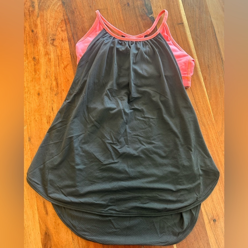 lululemon athletica Pink and Charcoal Gray Tuck Me In Tank Top